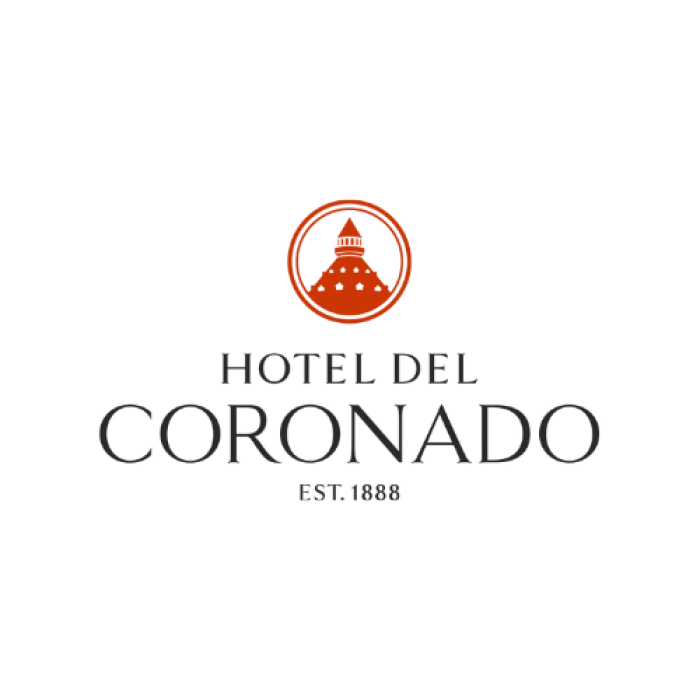 Hotel del Coronado logo - custom luxury snow globe featuring the historic beachfront resort, designed by Silverstone Design.