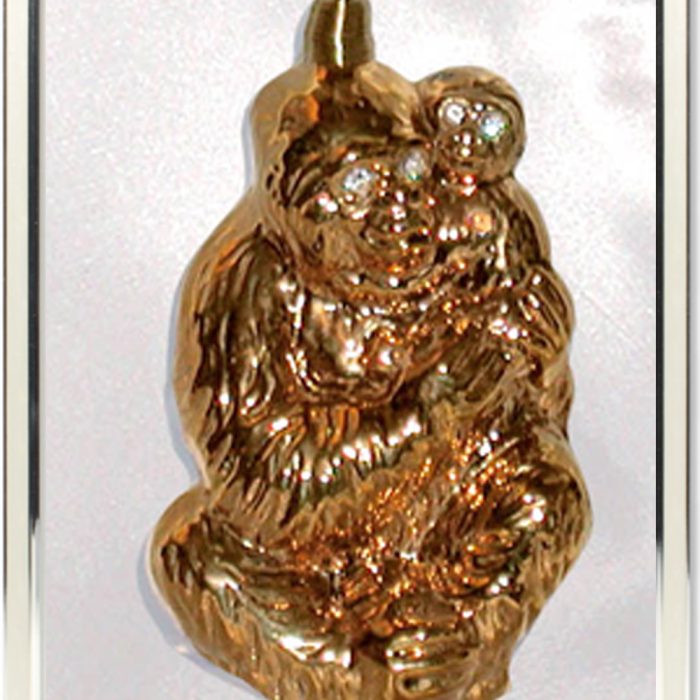 John Landrum Bryant GLASS GOLD PLATED GORILLA ORNAMENT IN SILVER FRAME