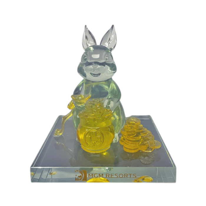 Lunar New Year rabbit glass figurine - handcrafted collectible designed by Silverstone Design
