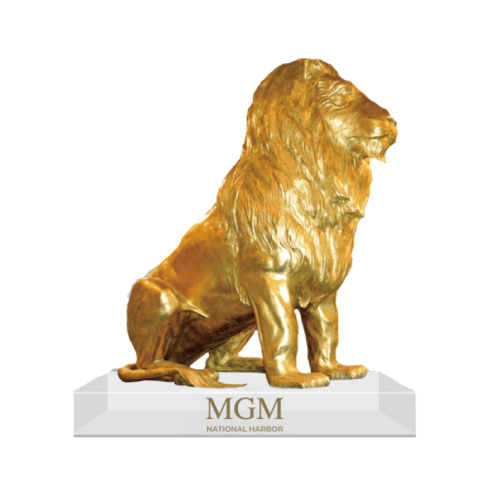 Gold lion figurine - custom collectible designed for MGM Resorts by Silverstone Design