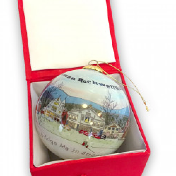 NORMAN ROCKWELL MUSEUM INSIDE PAINTED GLASS BALL ORNAMENT IN BOX